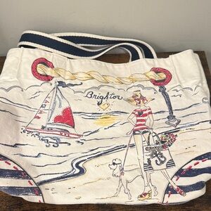 Brighton Nautical White and Red Tote